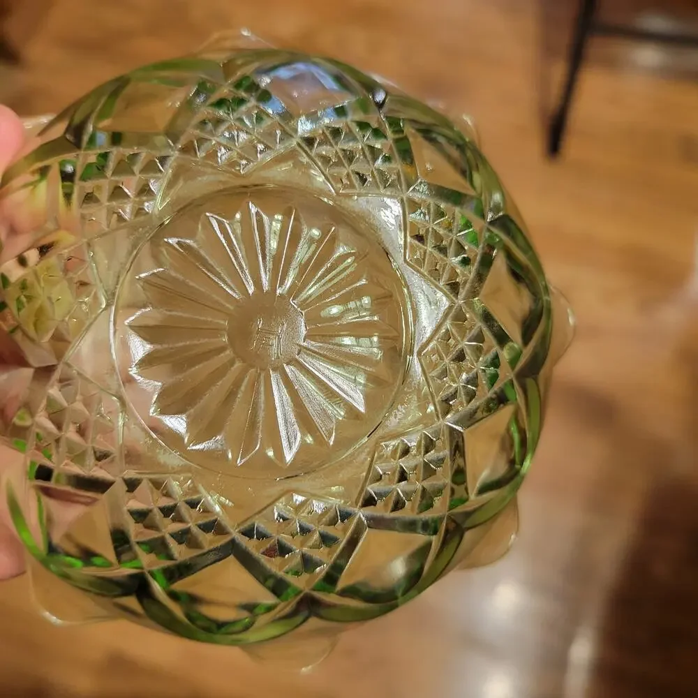 Vintage Hazel Atlas Green Uranium Glass 4.5
